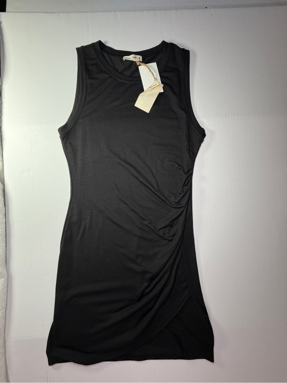 Sleeveless Black Ruched Mini Dress